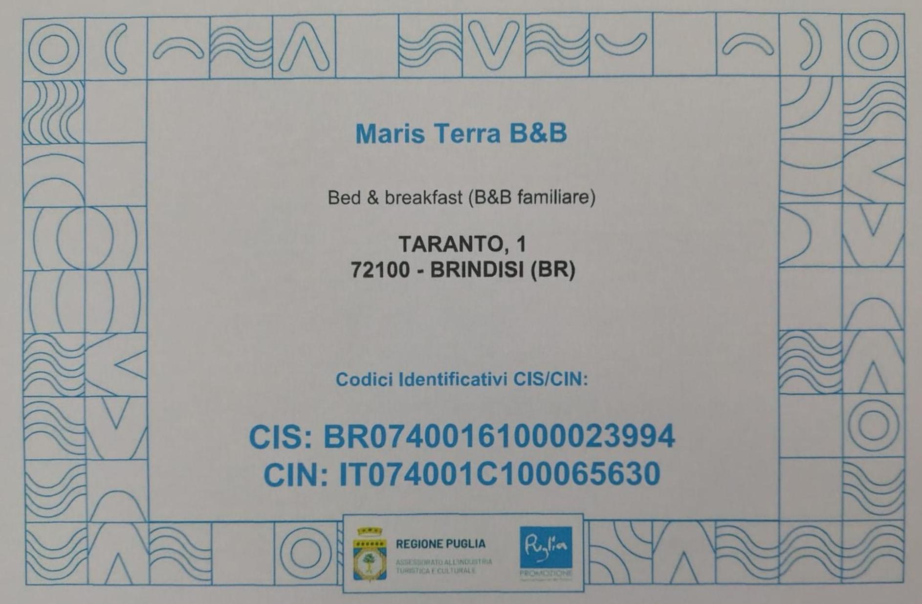 Maris Terra Bed & Breakfast Brindisi Exterior foto